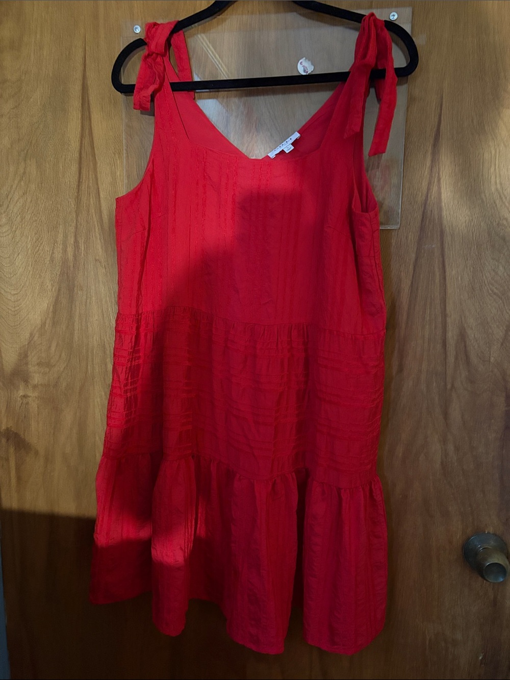 Gilli Red Tiered Tie-Shoulder Sundress